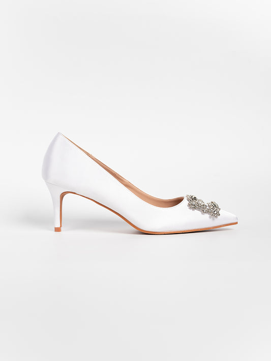 Joy Satin Rhinestone Heels