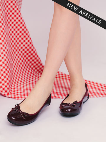 Honey Glossy Ballerina Flats