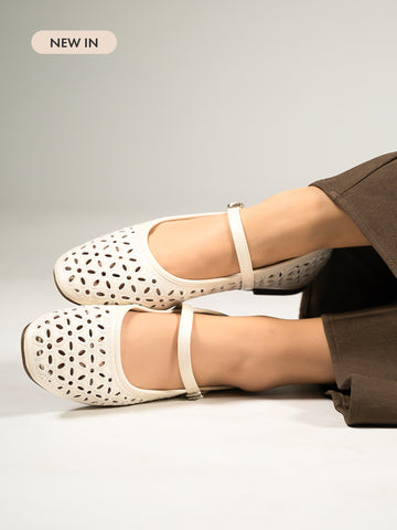 Elora Eyelet Strap Flats