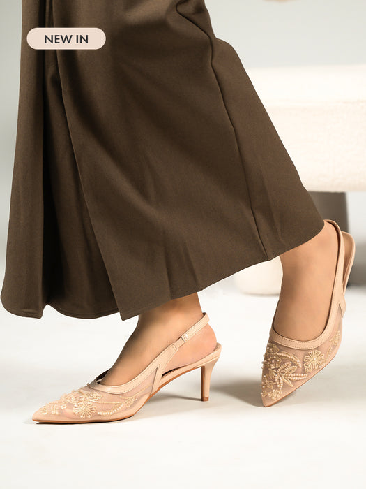 Evora Lace Slingbacks Pumps