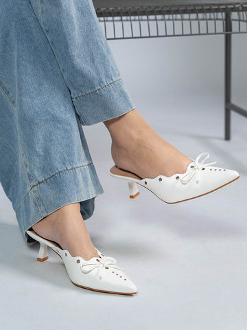 Scallop Eyelet Mule Heels