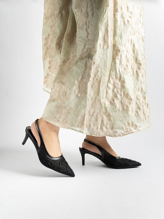 Evora Lace Slingbacks Pumps
