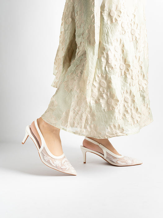 Evora Lace Slingbacks Pumps