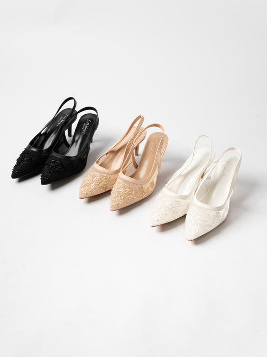 Evora Lace Slingbacks Pumps