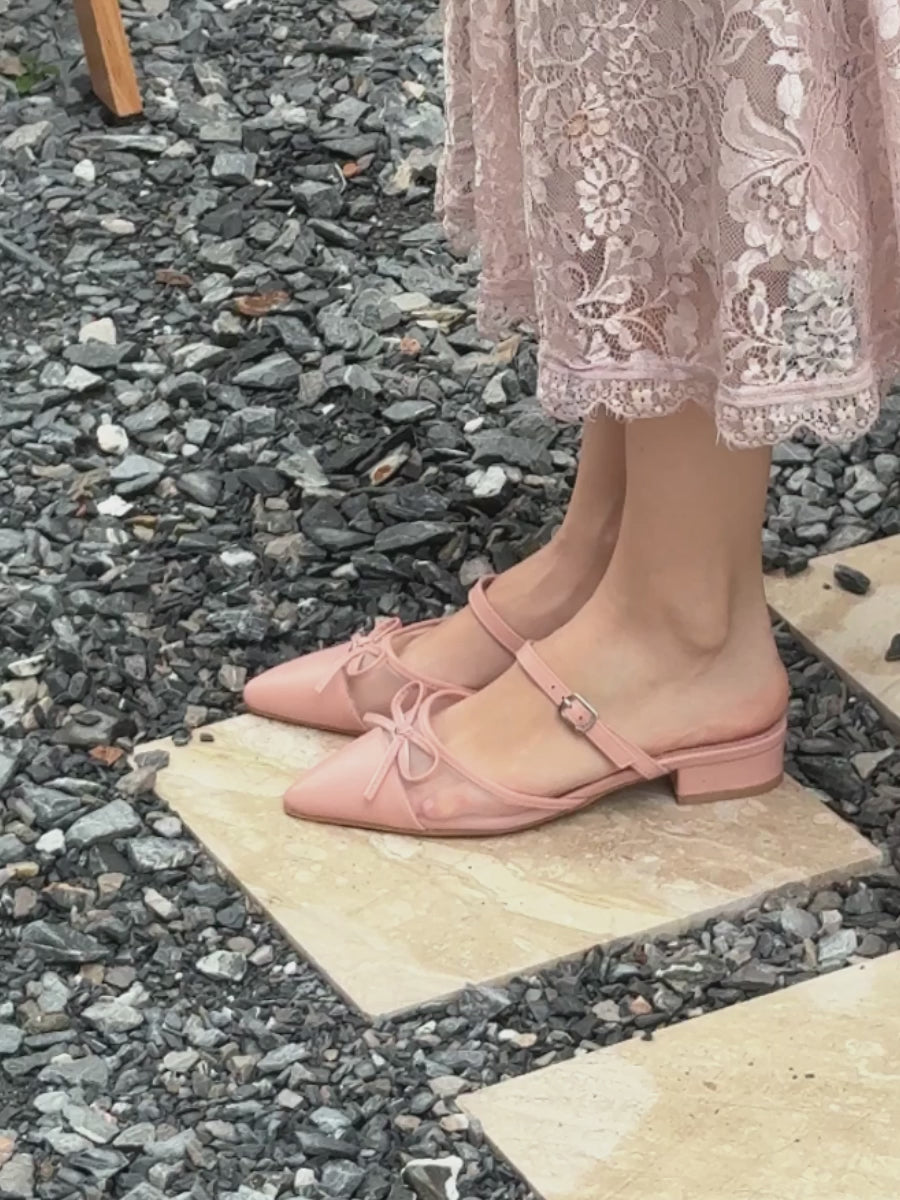 Zaria Ribbon Mesh Mules