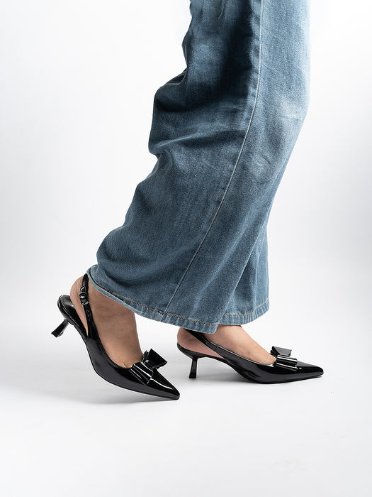 Winnie  Bow Flared Heels
